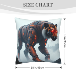 Наволочка с киберпанк-черепом тигра - 45x45 см | Okomall
