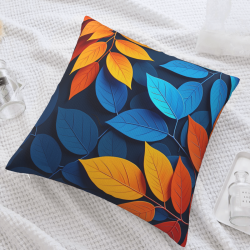 가을 잎 플러쉬 베개 커버 - 45x45cm | OKOMALL