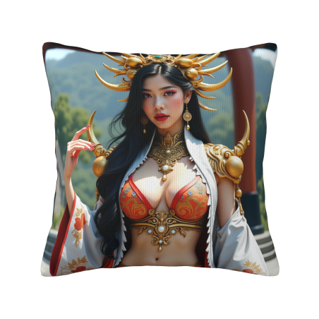 Exquisita Funda de Almohada de Peluche Geisha - Decoración Oriental con Encanto