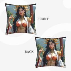 Exquisita Funda de Almohada de Peluche Geisha - Decoración Oriental con Encanto