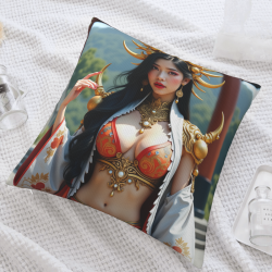 Exquisita Funda de Almohada de Peluche Geisha - Decoración Oriental con Encanto