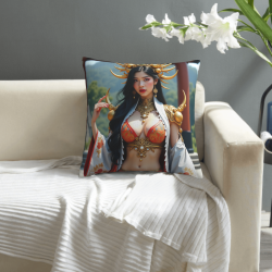 Exquisita Funda de Almohada de Peluche Geisha - Decoración Oriental con Encanto
