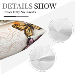 Floral Butterfly Plush Pillow Cover - Okomall