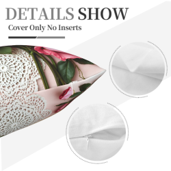 Funda de Almohada de Felpa Floral Romántica - Okomall