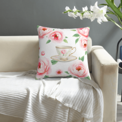 Housse de coussin en peluche à motif floral - 18x18 pouces | Okomall