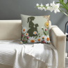 Flauschiges Kissen mit abstraktem Blumenmuster und Figuren - Okomall