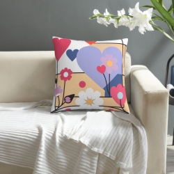 Coussin Décoratif Abstrait Géométrique Floral - Okomall