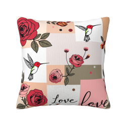 Funda de Almohada de Peluche con Diseño Floral y Aves - 18x18 pulgadas | Okomall