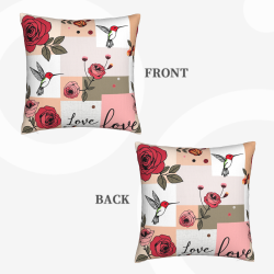 Federa Plüsh con Motivo Floreale e Uccelli - 45x45 cm | Okomall