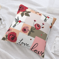 Federa Plüsh con Motivo Floreale e Uccelli - 45x45 cm | Okomall