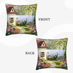 Funda de cojín de felpa con diseño de jardín floral - Okomall