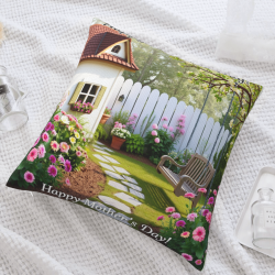 Funda de cojín de felpa con diseño de jardín floral - Okomall