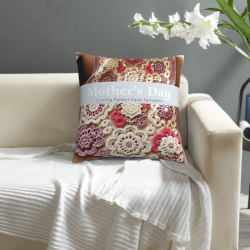 Romantico Coperchio Cuscino in Peluche con Motivo Floreale - 45x45cm