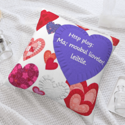 Romantic Embrace - Copricuscino in Peluche con Stampa a Cuori su Entrambi i Lati