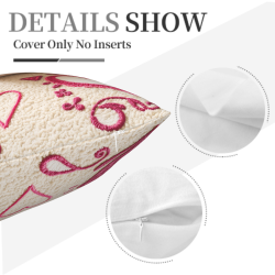 Funda de Almohada de Felpa con Diseño Floral Corazón - 45x45 cm | OKOMALL