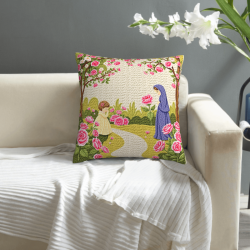 Housse de Coussin en Peluche Fille Mignonne - 18x18 pouces
