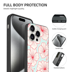 iPhone 15/Pro/Max 红色花卉手机壳 - okomall
