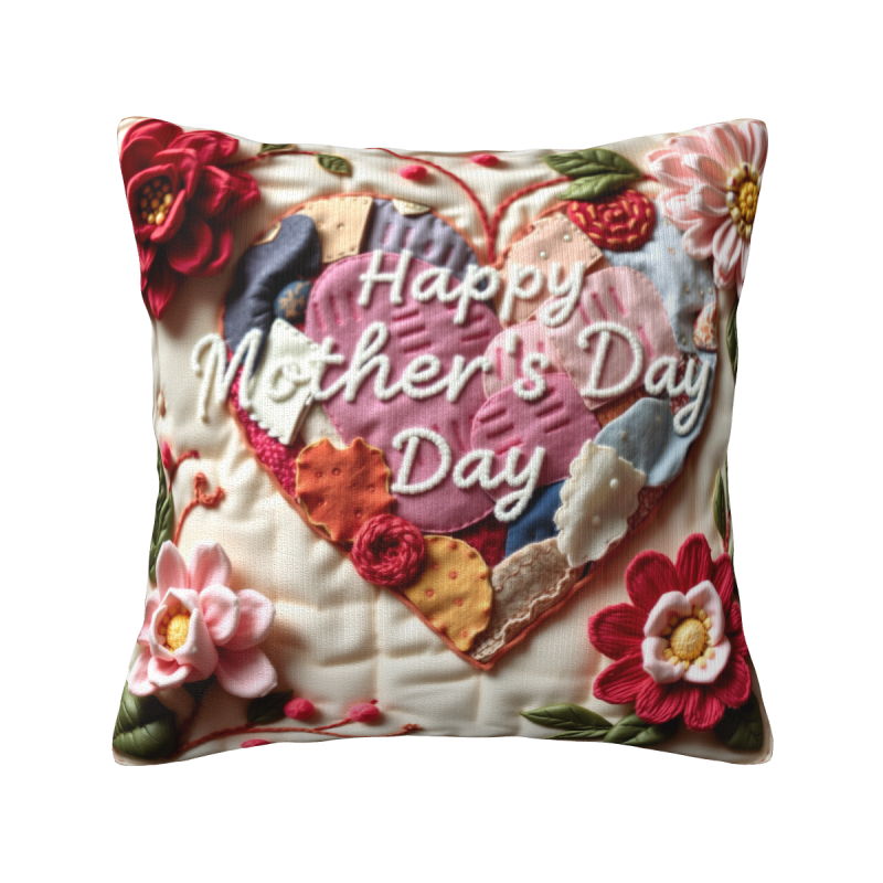 Romantique Housse de Coussin en Peluche à Motif Floral - 45x45 cm