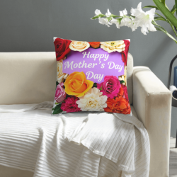 Taie de coussin romantique à motif floral en velours - 18x18 pouces