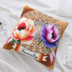 Romántica Funda de Almohada de Peluche con Patrón Floral - Okomall
