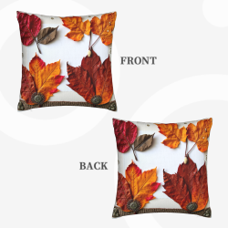 Coussin Décoratif en Peluche à Feuilles d'Automne - 45x45 cm | Okomall