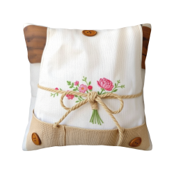 Housse de Coussin en Peluche Florale Romantique - Okomall
