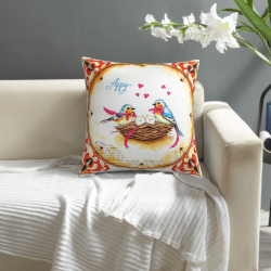 Housse de Coussin Douce Oiseaux et Fleurs - Okomall