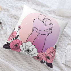 Coussin à fleurs sur fond de ligne romantique en peluche - Okomall