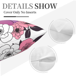 Funda de Almohada de Peluche Floral con Líneas Románticas - Okomall