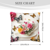 Coussin Décoratif en Peluche avec Fleurs et Papillons - Okomall