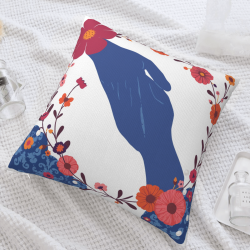 Floral Hand Art Plush Pillow Cover - Okomall