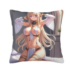 애니메이션 미소녀 패턴이 있는 18x18 인치 더블 사이드 플러시 베개커버