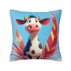 Funda de cojín de felpa reversible de 18x18 pulgadas con estampado de vaca de dibujos animados