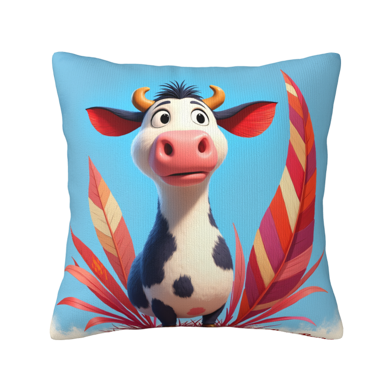 Copricuscino in peluche reversibile 18x18 pollici con motivo mucca cartoon