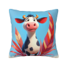 Copricuscino in peluche reversibile 18x18 pollici con motivo mucca cartoon