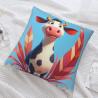Copricuscino in peluche reversibile 18x18 pollici con motivo mucca cartoon