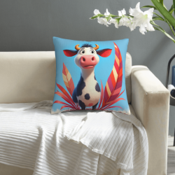 Copricuscino in peluche reversibile 18x18 pollici con motivo mucca cartoon