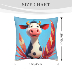 Copricuscino in peluche reversibile 18x18 pollici con motivo mucca cartoon