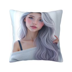 18x18英寸雙面毛絨抱枕套（唯美少女圖案）