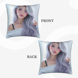 Funda de almohada de felpa doble cara 18x18 pulgadas (Diseño de chica hermosa)