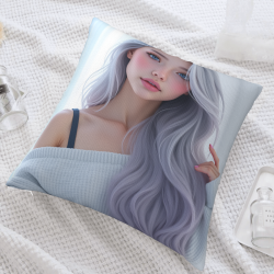 Fodera per cuscino in peluche doppia faccia 18x18 pollici (Motivo di bella ragazza)