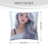 Funda de almohada de felpa doble cara 18x18 pulgadas (Diseño de chica hermosa)
