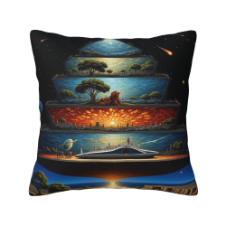 18x18 Zoll Doppelseitige Plüsch-Kissenhülle mit kreativem Sci-Fi-Landschaftsmuster