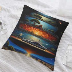 18x18 Zoll Doppelseitige Plüsch-Kissenhülle mit kreativem Sci-Fi-Landschaftsmuster