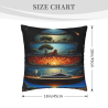 Housse de coussin en peluche réversible 18x18 pouces avec motif créatif de paysage science-fiction