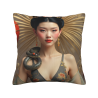 18x18 inches Double - sided Plush Throw Pillow Cover with Chinese Beauty and Snake Pattern