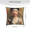 18x18인치 양면 플러시 스로우 베개 커버 - 중국 미인과 뱀 패턴