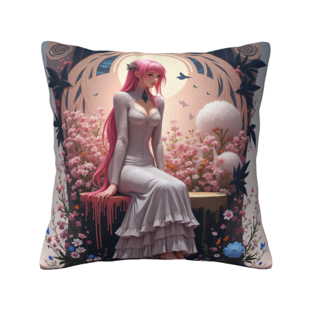 18x18 Zoll Doppelseitiger Plüsch-Kissenbezug mit Anime-Mädchen-Druck