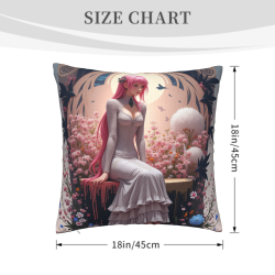 18x18 Zoll Doppelseitiger Plüsch-Kissenbezug mit Anime-Mädchen-Druck
