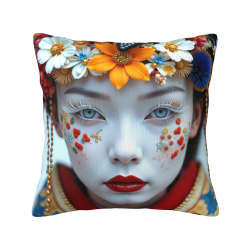 18x18 Zoll doppelseitige Plüsch-Kissenhülle mit Blumen-Makeup-Muster